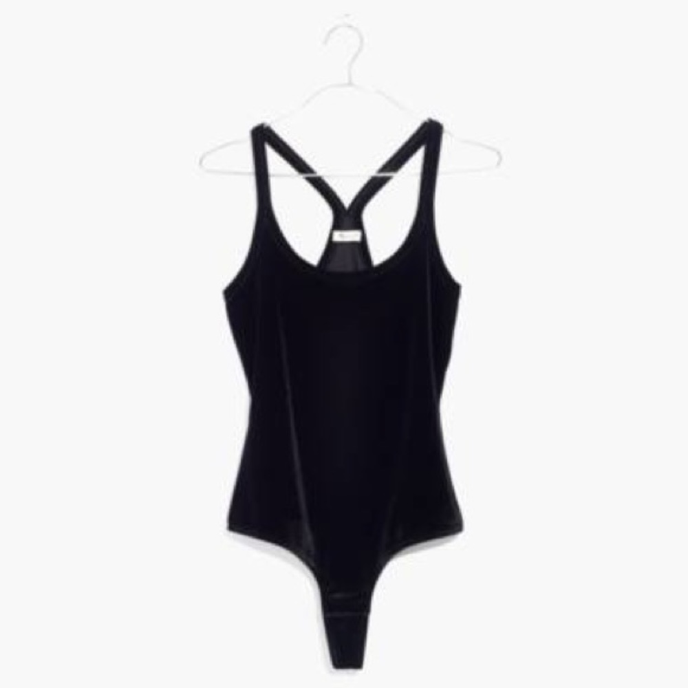 Madewell Black Velvet Racerback Bodysuit
